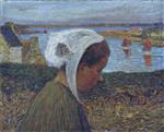 Henri Martin  - Bilder Gemälde - Jeune Bretonne au bord de la mer