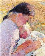 Henri Martin  - Bilder Gemälde - Jeune fille tenant un bébé endormi