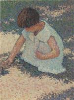 Henri Martin  - Bilder Gemälde - Kneeling Young Girl
