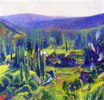 Henri Martin  - Bilder Gemälde - La Vallée de Vert à Labastide-du-Vert