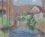 Henri Martin  - Bilder Gemälde - Labastide du Vert Bridge Viewed from Downstream