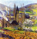 Henri Martin  - Bilder Gemälde - Labastide in Spring behind the Presbytere