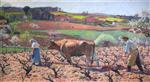 Henri Martin  - Bilder Gemälde - Laborers prepare the Vines in Quercy