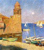 Henri Martin  - Bilder Gemälde - Le Tour de Collioure Lever de Lune