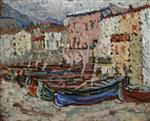 Henri Martin  - Bilder Gemälde - Les Barques sur la greve a Collioure