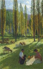 Henri Martin  - Bilder Gemälde - Les Peupliers - La Couture