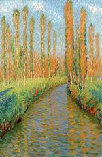 Henri Martin  - Bilder Gemälde - Rivière aux peupliers d'automne