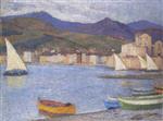 Henri Martin  - Bilder Gemälde - Sailboats in the Port of Collioure