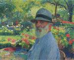 Henri Martin  - Bilder Gemälde - Self Portrait in the Garden