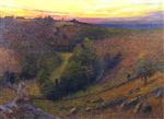 Henri Martin  - Bilder Gemälde - Shepherd Playing His Pipe at Sunset
