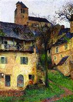 Henri Martin  - Bilder Gemälde - Street up towards the Church of Saint-Cirq-Lapopie