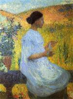 Henri Martin  - Bilder Gemälde - The Blue Dress