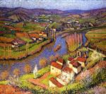 Henri Martin  - Bilder Gemälde - The Lot River at Saint Cirq la Popie