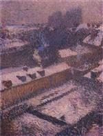 Henri Martin  - Bilder Gemälde - The Roofs of Paris in Snow