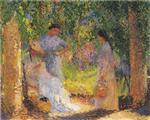 Henri Martin  - Bilder Gemälde - Trois Femmes dans un jardin