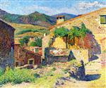 Henri Martin  - Bilder Gemälde - Village dans le Lot rue ensoleille