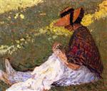 Henri Martin  - Bilder Gemälde - Woman on the Grass