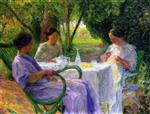 Henri Martin  - Bilder Gemälde - Young Women in the Garden at Marquayrol