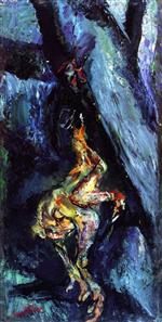 Chaim Soutine - Bilder Gemälde - Chicken on a Blue Background