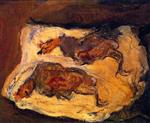 Chaim Soutine - Bilder Gemälde - Chickens on a White Cloth