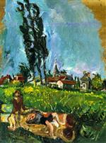 Chaim Soutine - Bilder Gemälde - Children Playing at Chimpigny