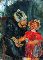 Chaim Soutine  - Bilder Gemälde - Grandmother and Child