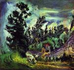 Chaim Soutine  - Bilder Gemälde - Landscape at Champigny