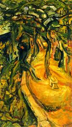 Chaim Soutine  - Bilder Gemälde - Landscape with Figures