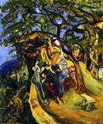 Chaim Soutine  - Bilder Gemälde - Landscape with Figures