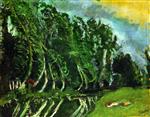 Chaim Soutine  - Bilder Gemälde - Landscape with Reclining Figure, Champigny