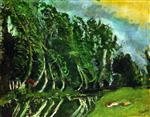 Chaim Soutine  - Bilder Gemälde - Landscape with Reclining Figure, Champigny
