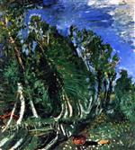 Chaim Soutine  - Bilder Gemälde - Landscape with Reclining Figure, Champigny