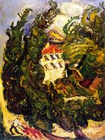 Chaim Soutine  - Bilder Gemälde - Landscape with Red Donkey