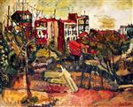 Chaim Soutine  - Bilder Gemälde - Landscape with Red Houses