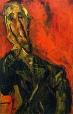 Chaim Soutine  - Bilder Gemälde - Man in a Green Coat