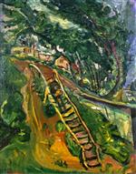 Chaim Soutine  - Bilder Gemälde - Man Walking the Stairs