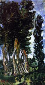 Chaim Soutine  - Bilder Gemälde - Poplars, Civry