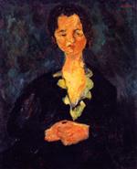 Chaim Soutine  - Bilder Gemälde - Portrait of a Woman against Blue Background