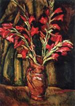 Chaim Soutine  - Bilder Gemälde - Red Gladiolas in a Vase