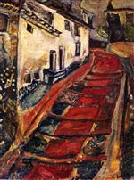 Chaim Soutine  - Bilder Gemälde - Red Stairway at Cagnes