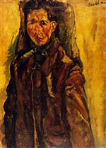 Chaim Soutine  - Bilder Gemälde - Self-Portrait by a Curtain