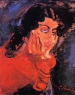 Chaim Soutine  - Bilder Gemälde - Woman Leaning