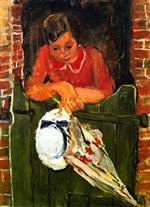 Chaim Soutine  - Bilder Gemälde - Woman Leaning with Umbrella