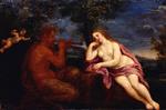 Francesco Albani - Bilder Gemälde - A Woman Listening to a Satyr Piping