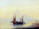Ivan Aivazovsky - Bilder Gemälde - A Barge by the Seashore