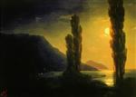 Ivan Aivazovsky - Bilder Gemälde - A Moonlit Night in the Outskirts of Yalta