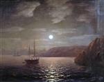 Ivan Aivazovsky - Bilder Gemälde - A Moonlit Night on the Black Sea