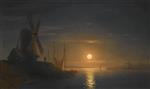 Ivan Aivazovsky - Bilder Gemälde - A Moonlit Night on the Dnieper
