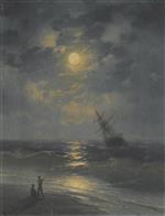 Ivan Aivazovsky - Bilder Gemälde - A Moonlit Night on the Sea