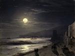 Ivan Aivazovsky - Bilder Gemälde - A Moonlit Night on the Seashore